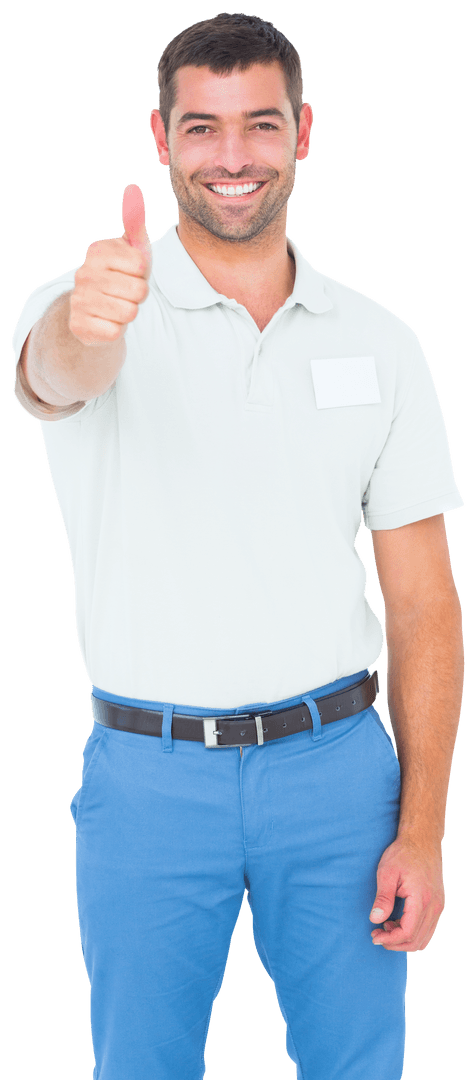 Happy Man Giving Thumbs Up on Transparent Background