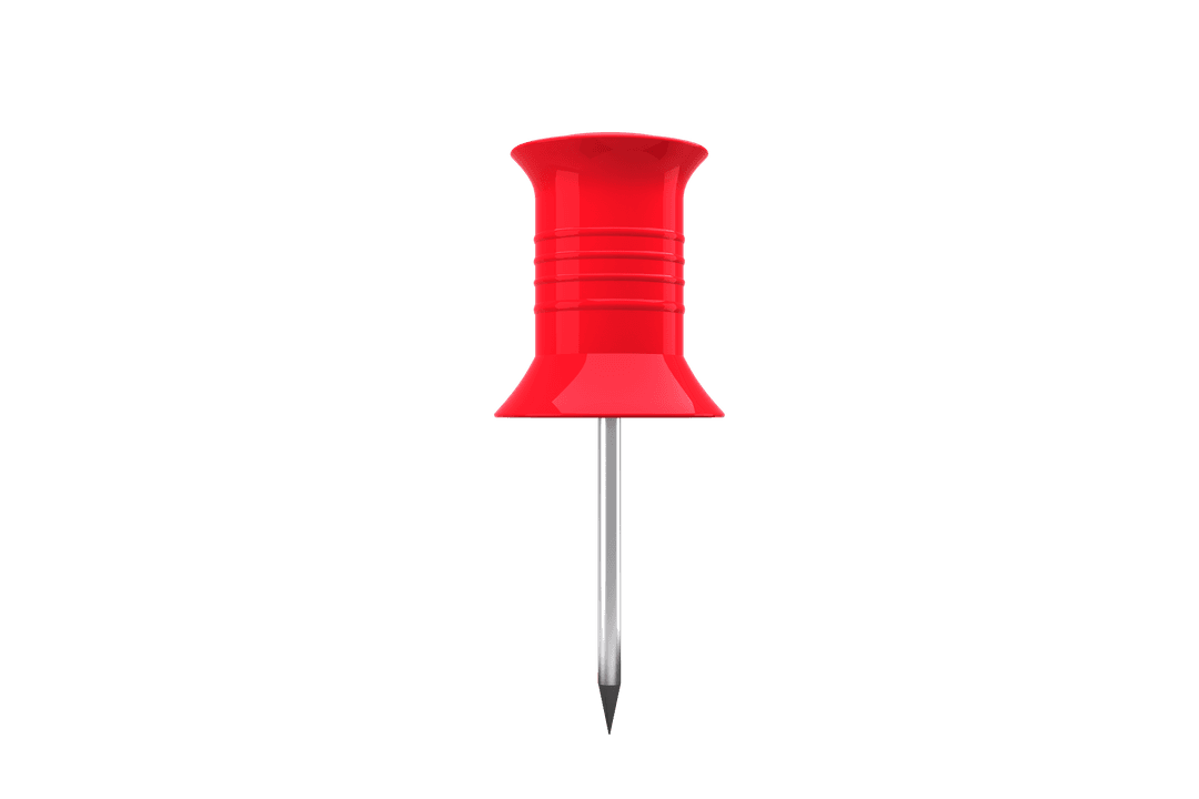 Close-Up of Red Pushpin Isolated on Transparent Background