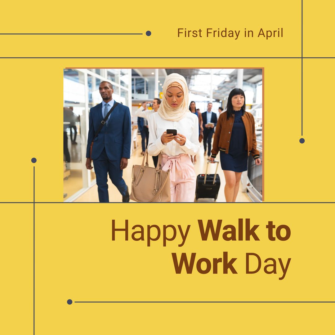 Walk to Work Day Celebration with Diverse Business People Commuting