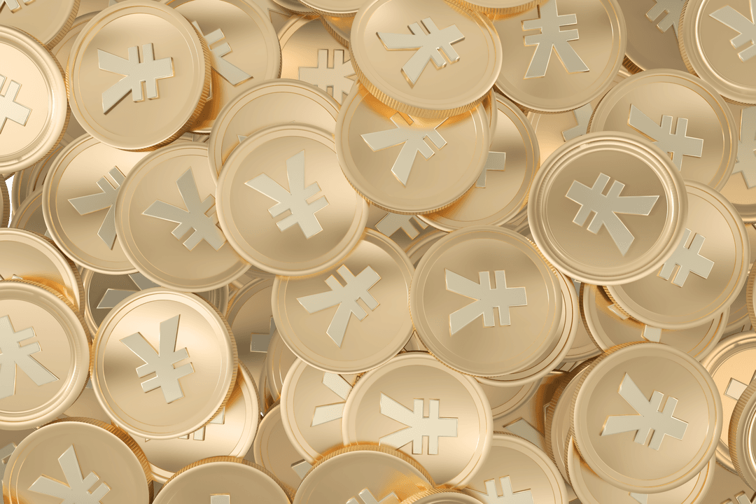 Japanese Yen Gold Coins PNG on Transparent Background