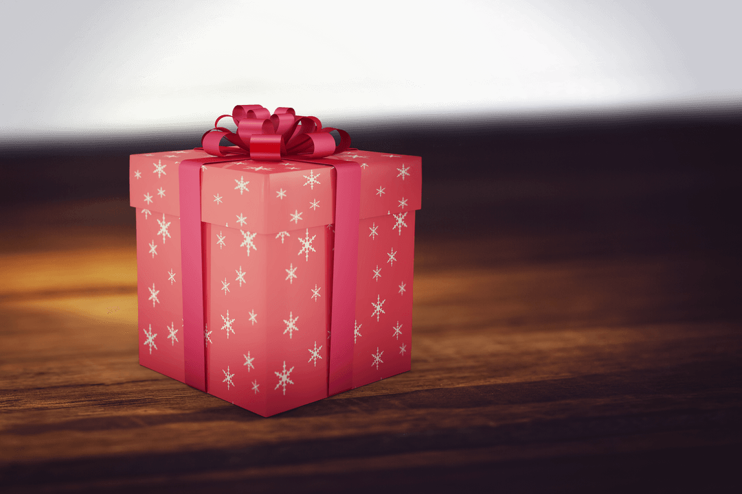Festive Transparent Background Pink Gift Box with Bow