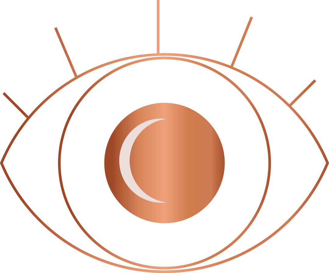 Copper Gradient Eye with Crescent on Transparent Background