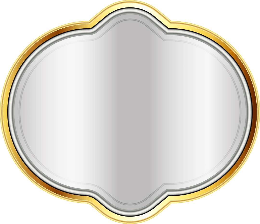 Elegant Badge with Silver and Gold Trim on Transparent Background