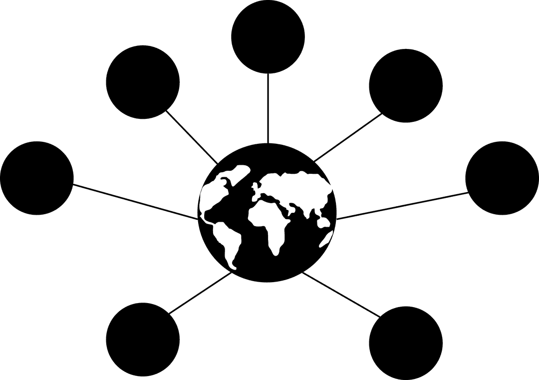 Digital Globe with Black Spots on Transparent Background