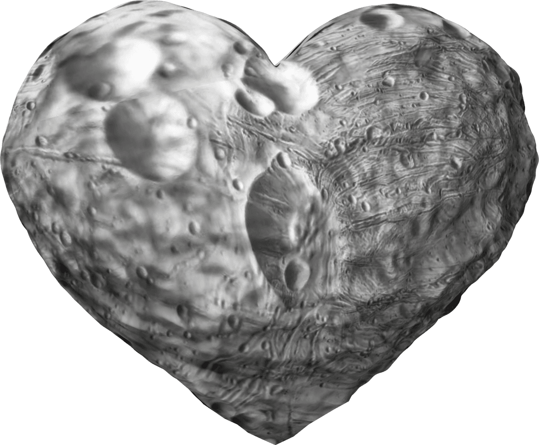 Transparent Cratered Heart Shape Moon Concept for Universal Love