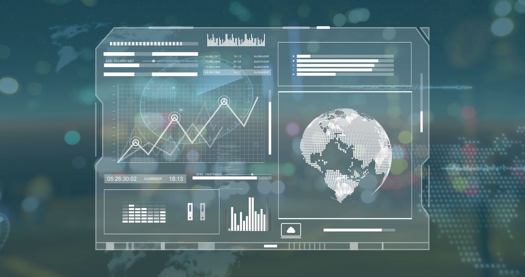 Digital Data Processing Interface Over City Lights