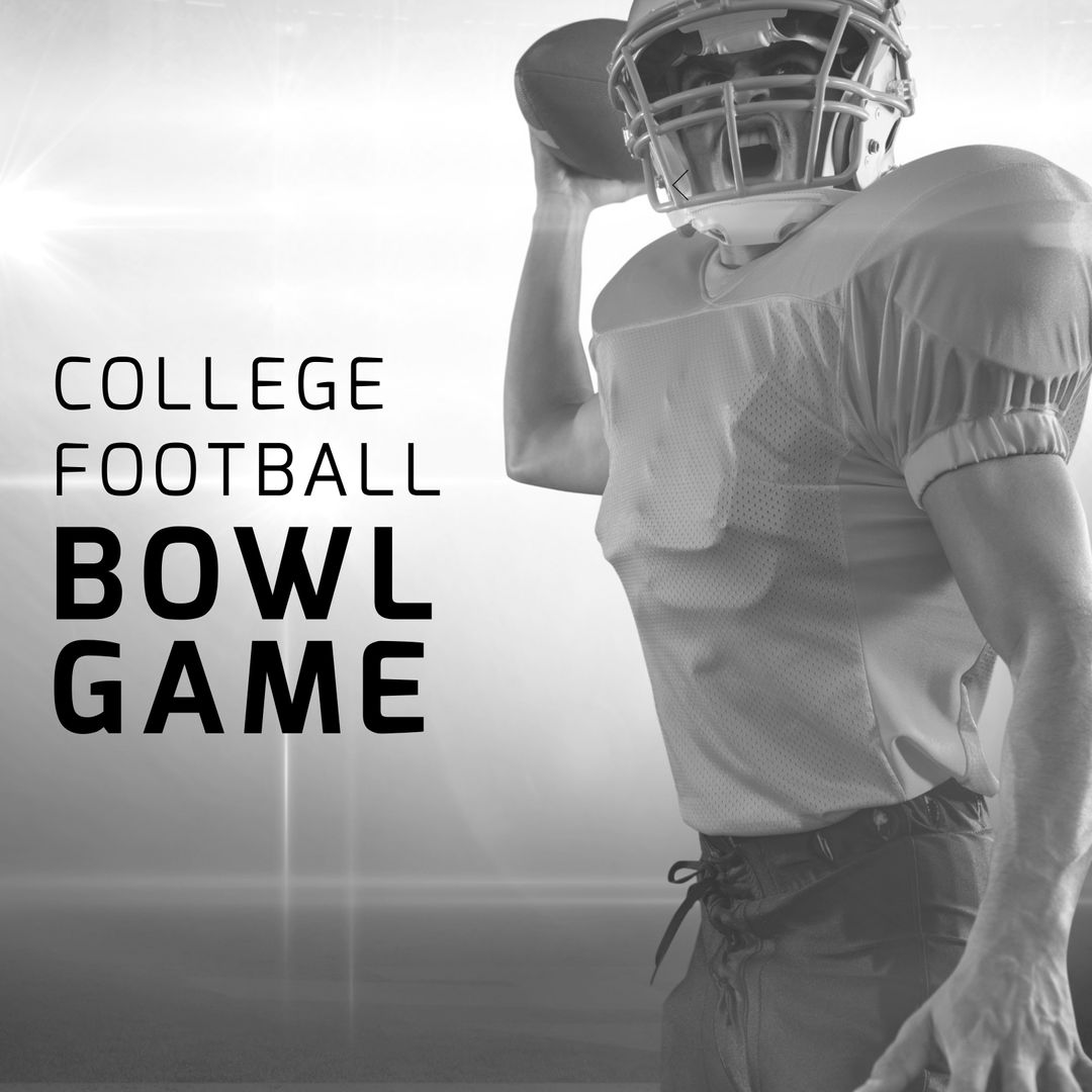 College Football Bowl Game Promotional Poster with Player - Download Free Stock Templates Pikwizard.com