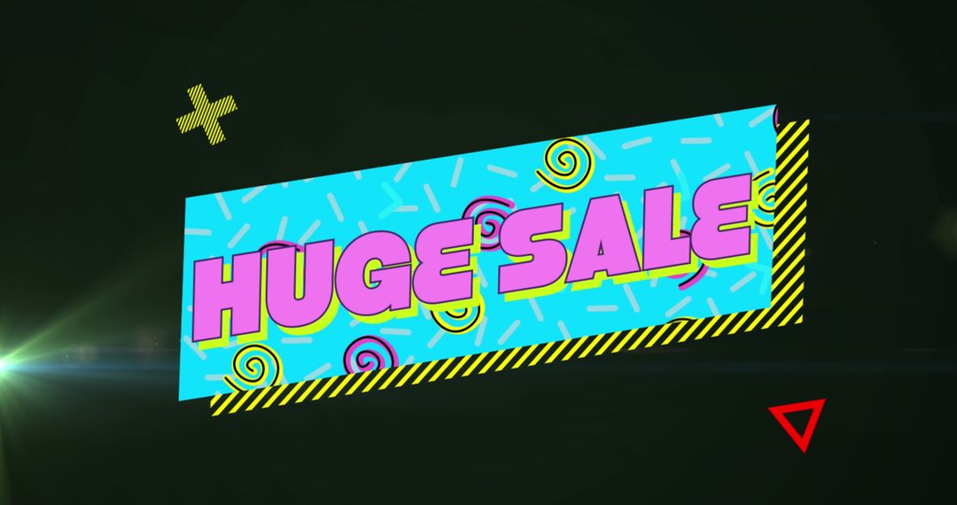 Colorful Huge Sale Banner with Retro Design Elements