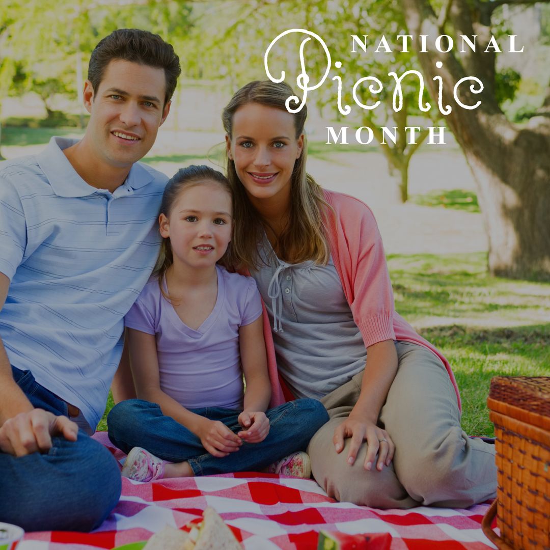 Happy Family Enjoying National Picnic Month Outdoors in Park - Download Free Stock Templates Pikwizard.com