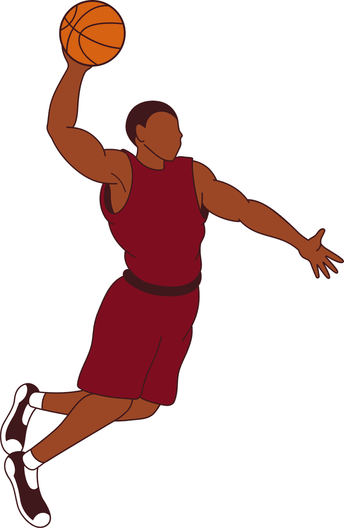 Dynamic Basketball Dunking Figure on Transparent Background