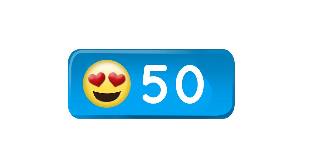 Social Media Notification with Heart Eyes Emoji in Blue Box