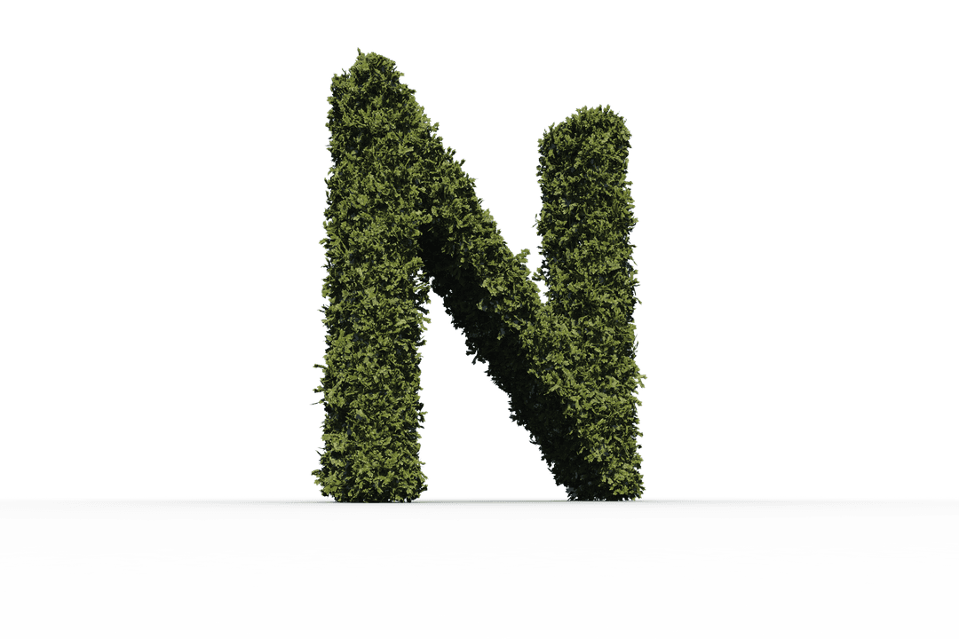 Digital Leafy N on Transparent Background for Eco-Friendly Design