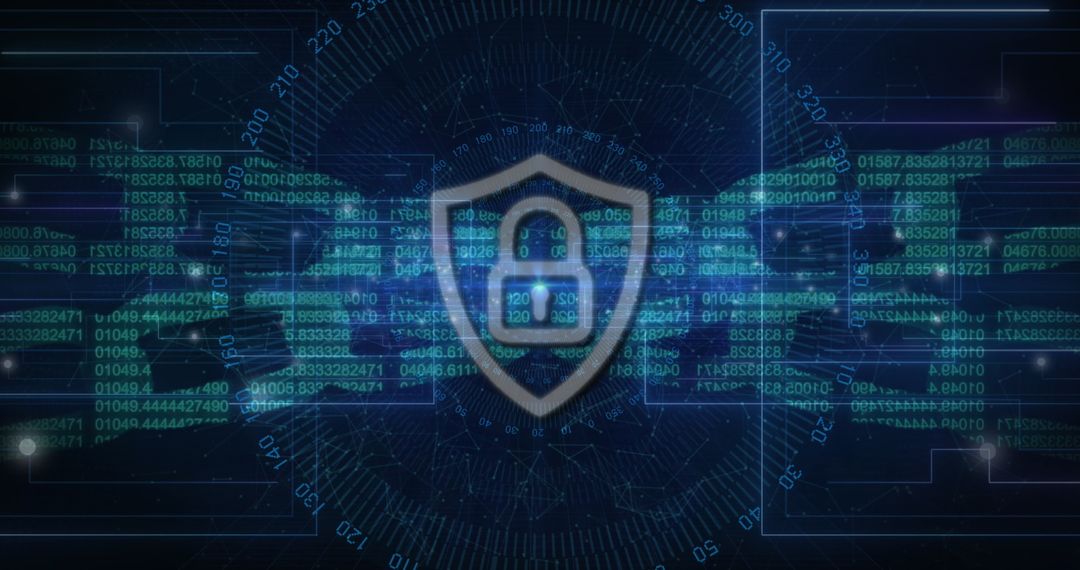 Digital Shield Symbolizing Cybersecurity on Binary Background