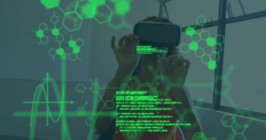 Person Using VR Headset for Advanced Medical Data Processing