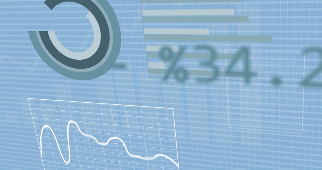 Abstract Data Analytics Interface on Blue Background