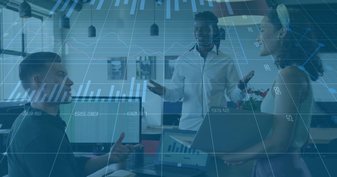 Corporate Team Analyzing Data in Modern Office Meeting