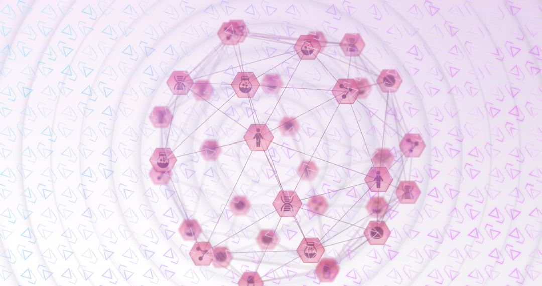 Global Digital Network Connections in Pink Sphere Simulation