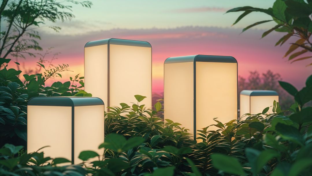 Ambient Glowing Lanterns in Tranquil Twilight Garden