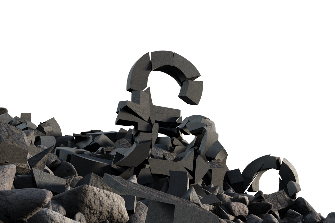 Broken Symbols Amidst Rubble on Transparent Background - Download Free Stock Images Pikwizard.com