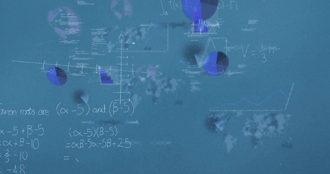 Mathematical Equations and Data on Blue Background