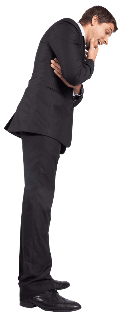 Confident Businessman Looking Down Smiling Transparent Background