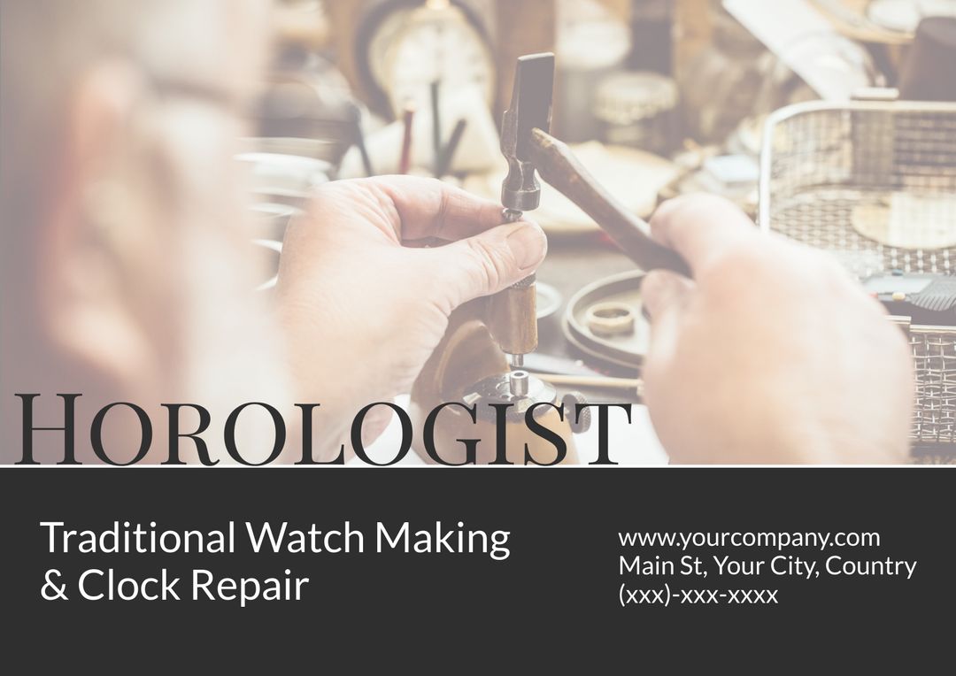 Horologist Working on Traditional Watch Making and Clock Repair - Download Free Stock Templates Pikwizard.com