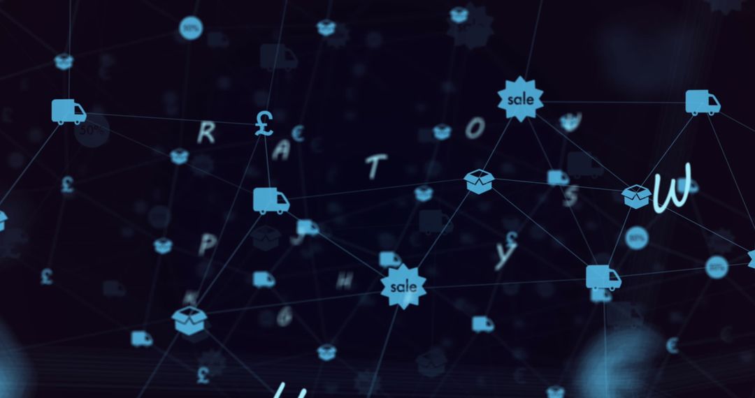 Digital Network with Data Connections in Blue Abstract Background