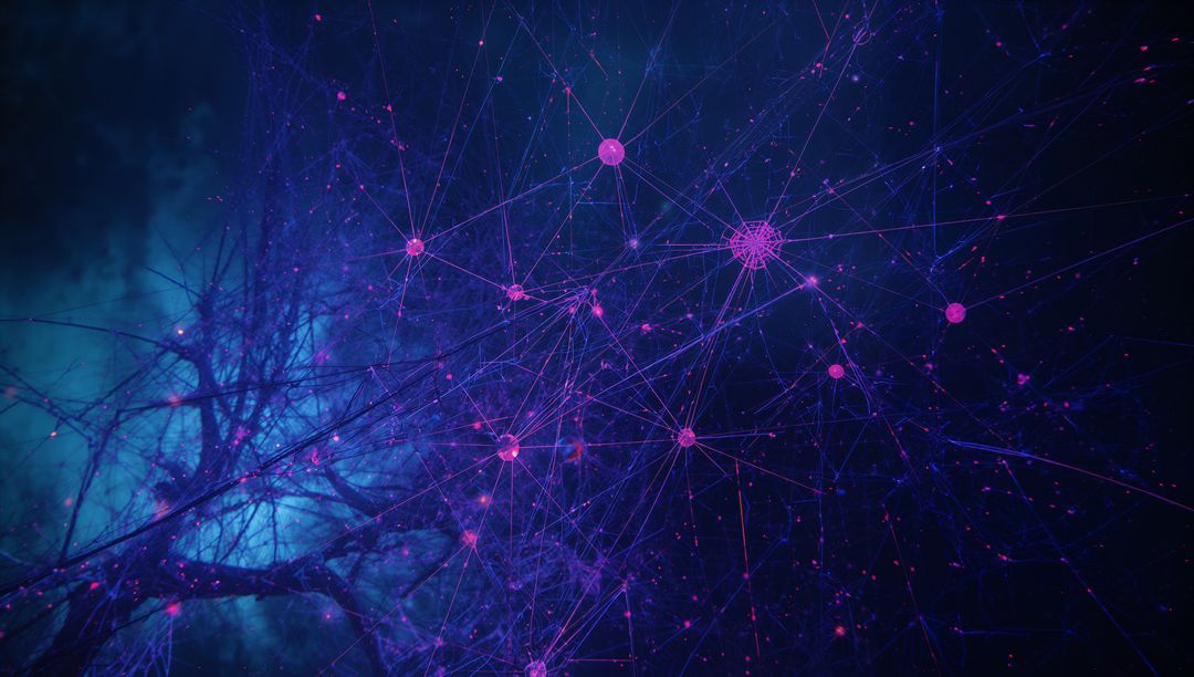 Futuristic Network Connections with Glowing Nodes and Lines