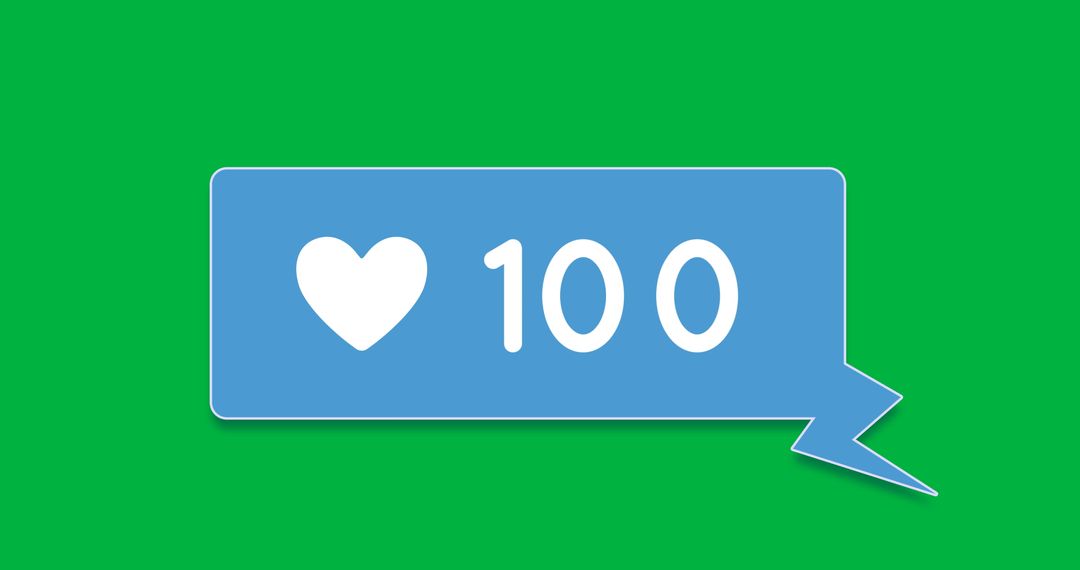 Social Media Like Notification with 100 Counters on Green Background