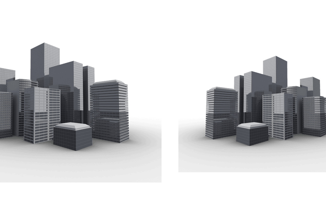 3D Grey Cityscape on Transparent Background for Urban Designs