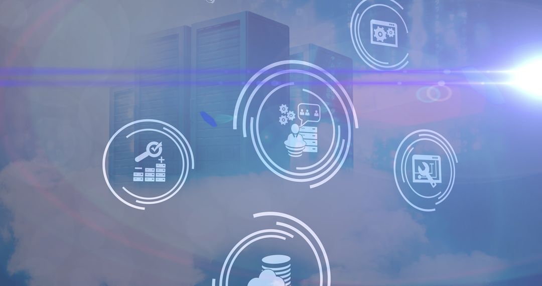 Digital interfaces and server icons in cloud environment