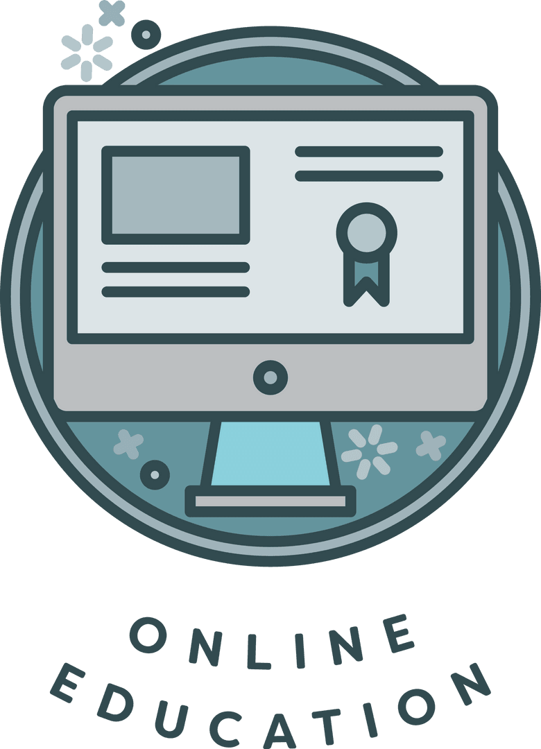 Online Education Icon With Transparent Elements for Learning Platforms