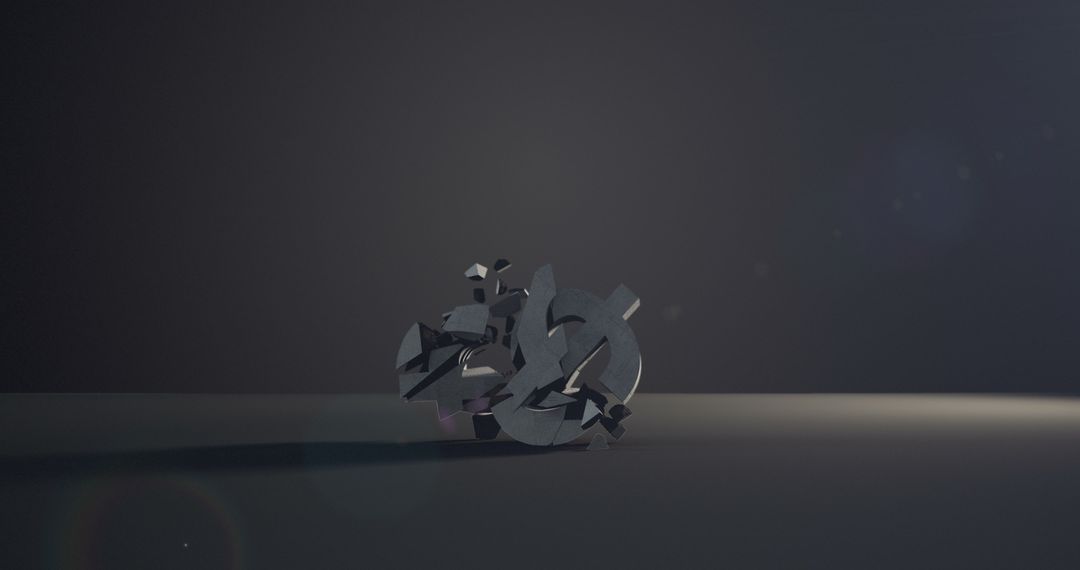 Falling 3D Dollar Symbol on Dark Background