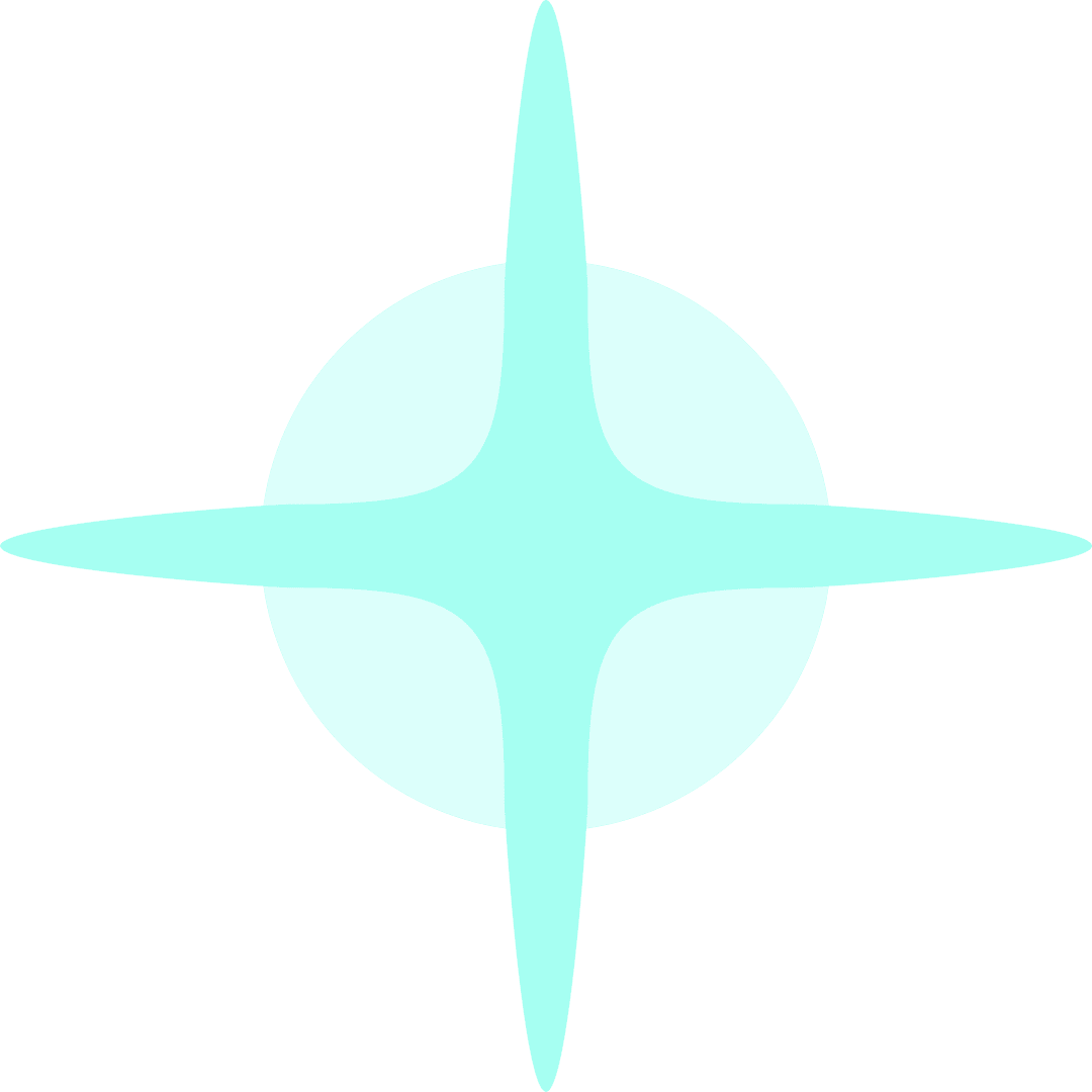 Turquoise Star over Translucent Pale Turquoise Circle on Transparent