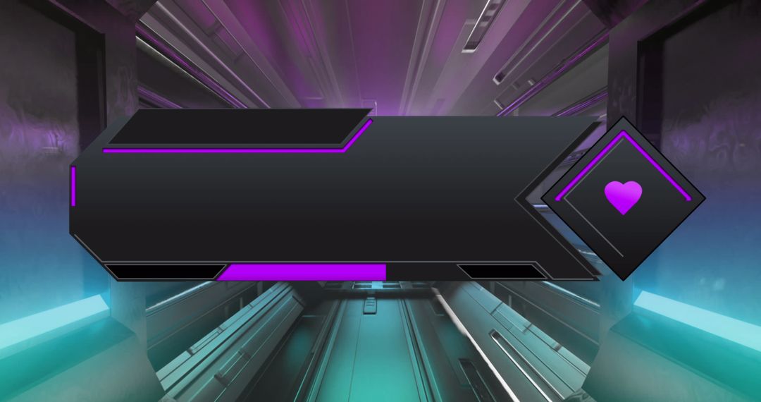 Futuristic Neon Tunnel Banner with Purple Heart Icon