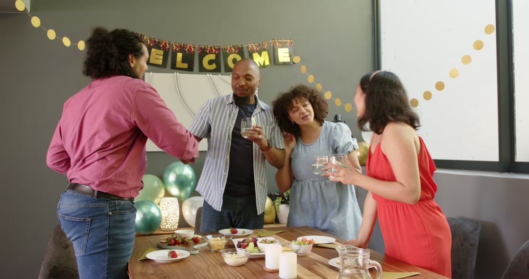 Diverse Friends Enjoying House-warming Celebration with Toasts