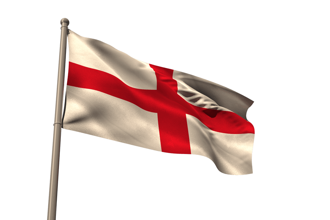 Transparent England Flag Waving Against Neutral Background