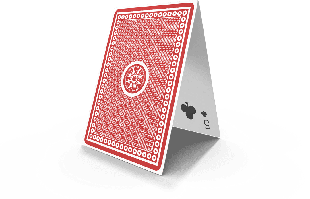 Transparent Playing Cards Creating Balanced Tent Structure