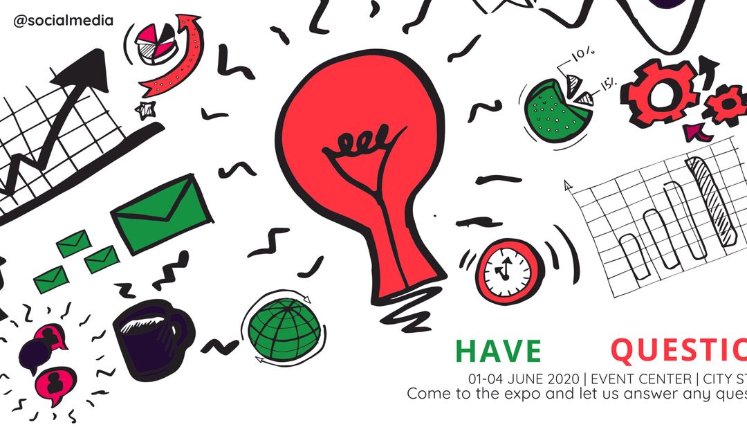 Interactive Event Announcement with Creative Doodles and Lightbulb Design