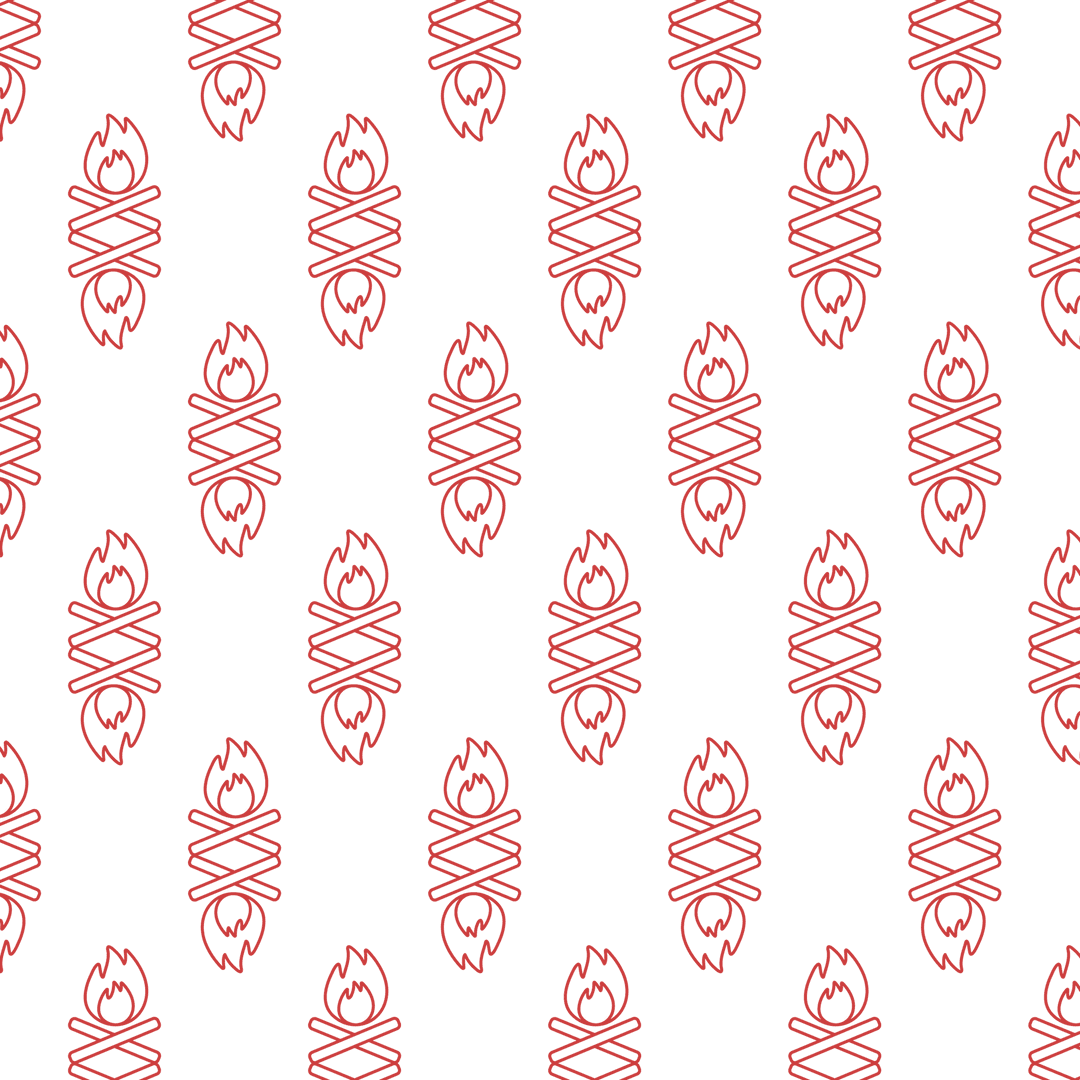 Patterned Red Campfires on Transparent Background for Design Use