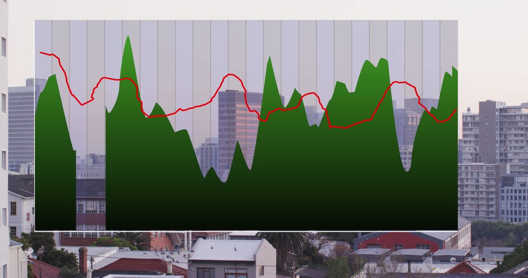 Translucent Data Chart Overlay on Urban Cityscape