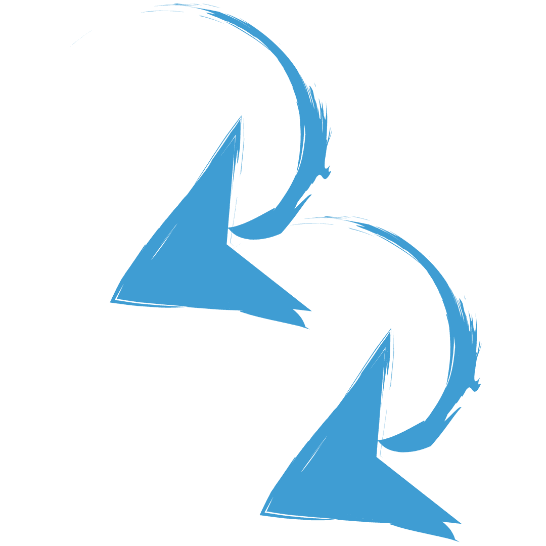 Two Arcing Blue Arrows on Transparent Background for Communication Design