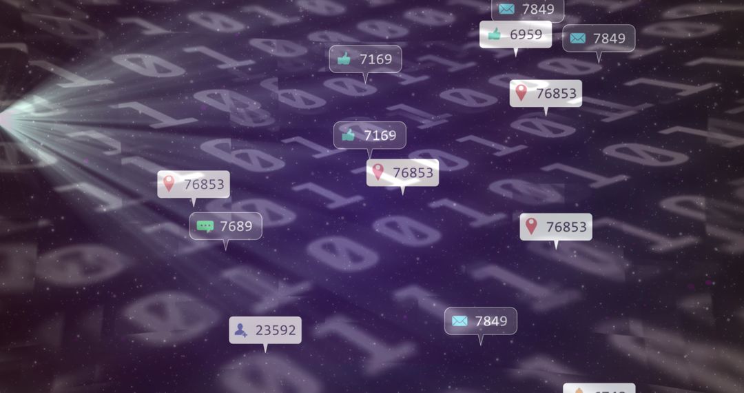 Social Media Icons Hovering over Digital Code