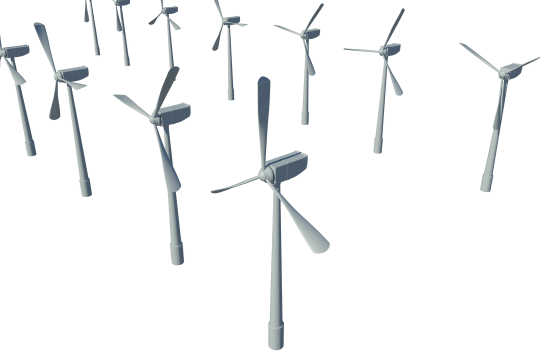 Transparent Background Windmill Digital Illustration for Sustainable Energy