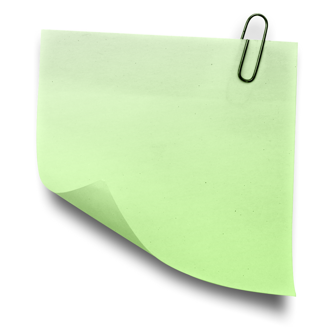 Green Transparent Sticky Note with Paper Clip on White Background - Download Free Stock Images Pikwizard.com