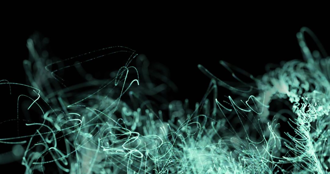 Green Light Trails on Black Background in Seamless Loop