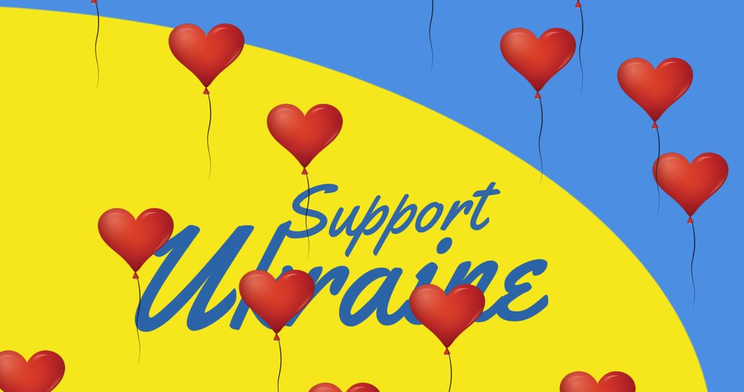 Support Ukraine Sign with Floating Hearts