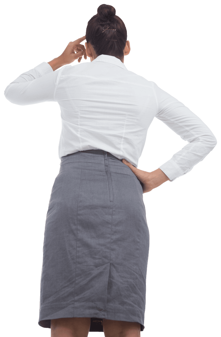 Hispanic Businesswoman Scratching Head, Transparent Background