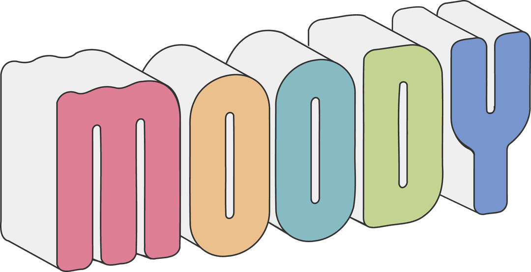 3D Isometric MOODY Letters with Pastel Face Colors