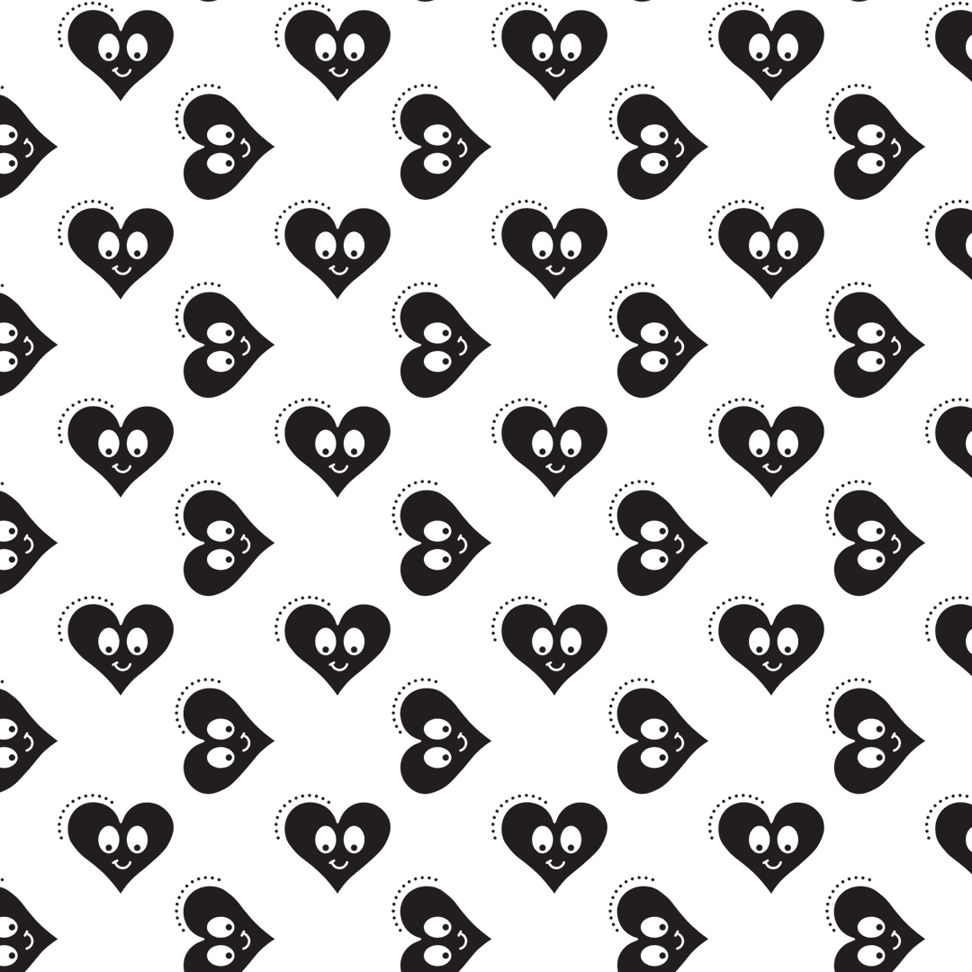 Black Hearts Pattern on Transparent Background Seamless Design